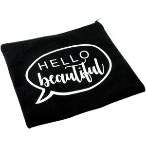 "Hello Beautiful" Canvas Makeup Bag - Seconds Quality