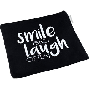 "Smile Big, Laugh Often" Canvas Makeup Bag